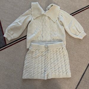 White Janie and Jack glittery sweater and matching shorts set for Christmas
